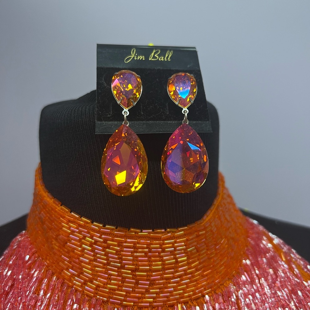 Orange Teardrop Earrings